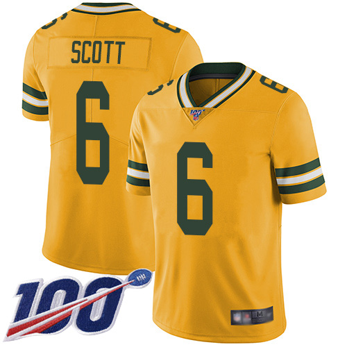 Green Bay Packers Limited Gold Men #6 Scott J K Jersey Nike NFL 100th Season Rush Vapor Untouchable